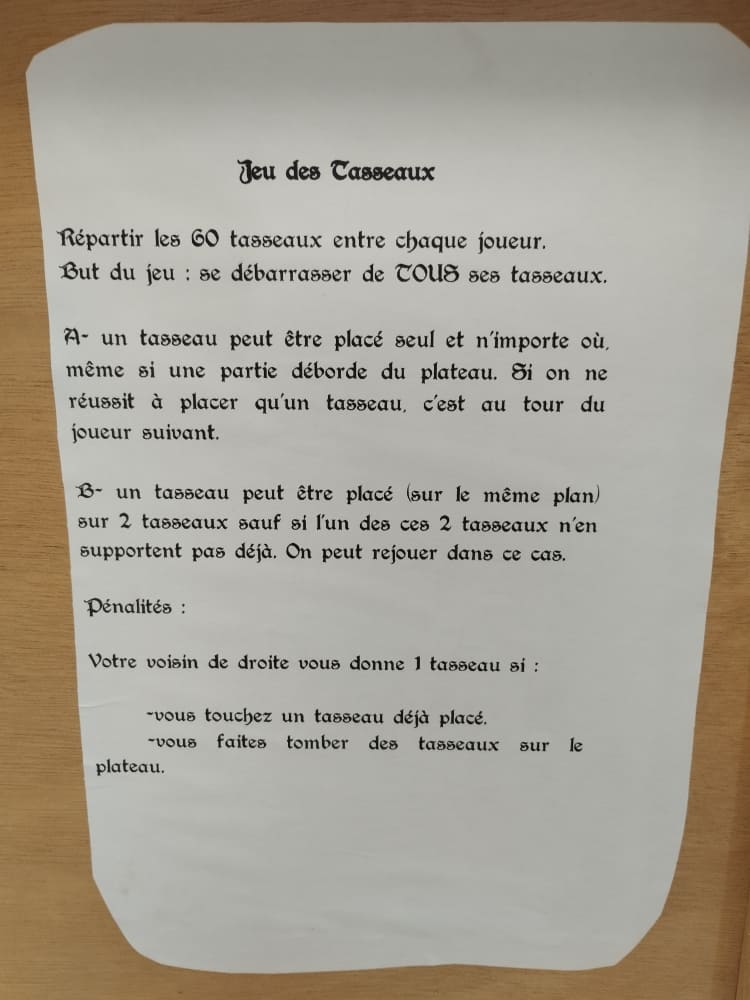 jeu des tasseaux